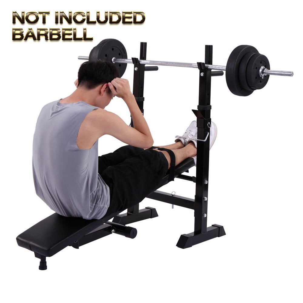 Folding Weight Bench Home Gym Adjustable Strength Training Adjustable Barbell Rack