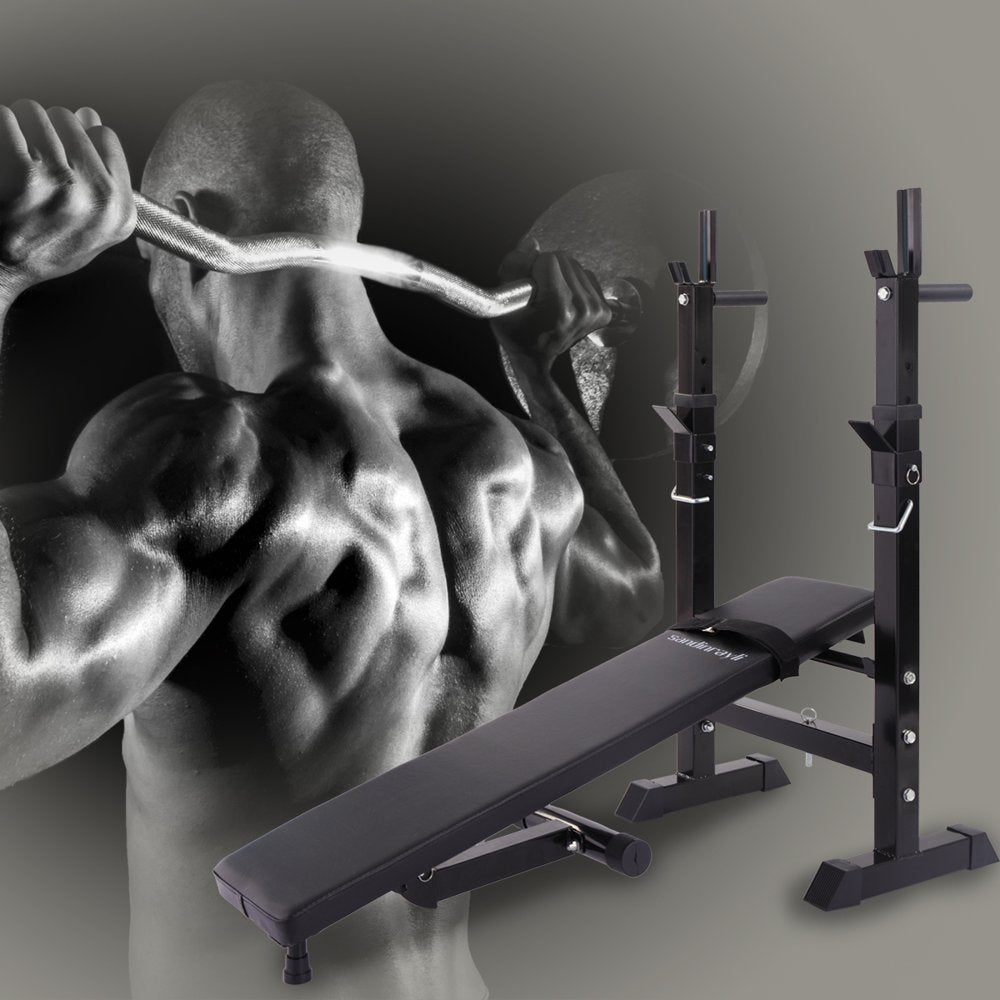 Folding Weight Bench Home Gym Adjustable Strength Training Adjustable Barbell Rack
